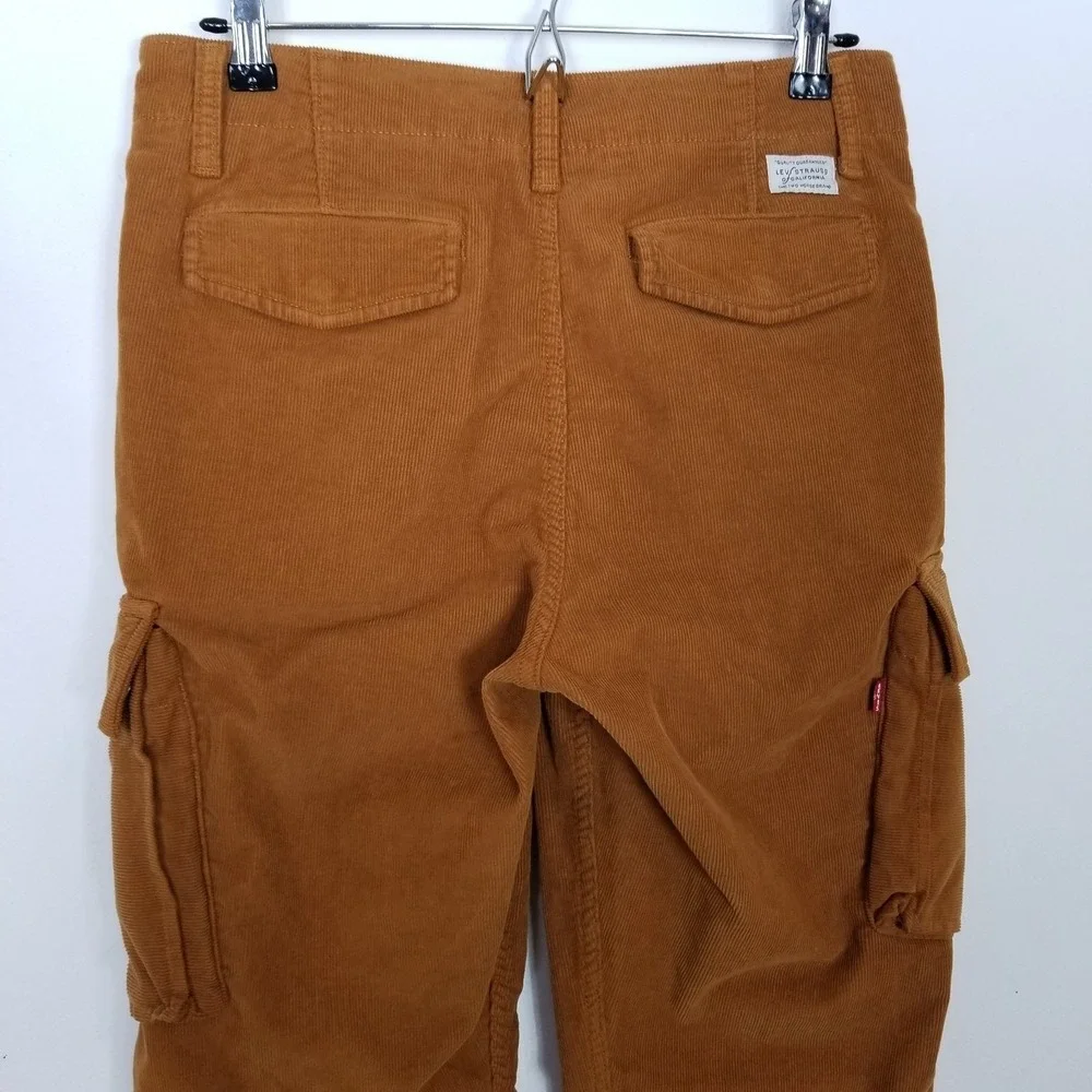 Levis Men XX Cargo Corduroy Cargo Pants Sz 29 x 32 Taper Orange‎ Streetwear Y2K